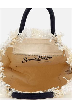 Borsa in canvas di cotone giallo e bianco SAINT BARTH KIDS | COL000102600L